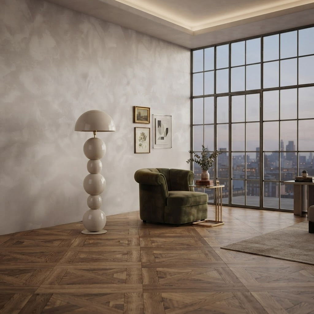 lampadaire Orphée sculptural en fer Beige