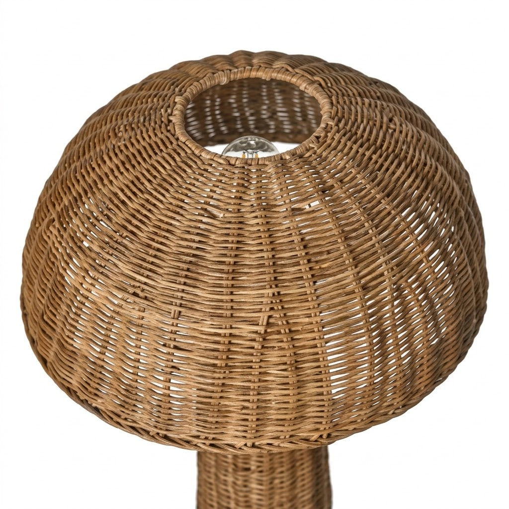 Lampe Rotin Champignon Naturel Tresser avec Pied