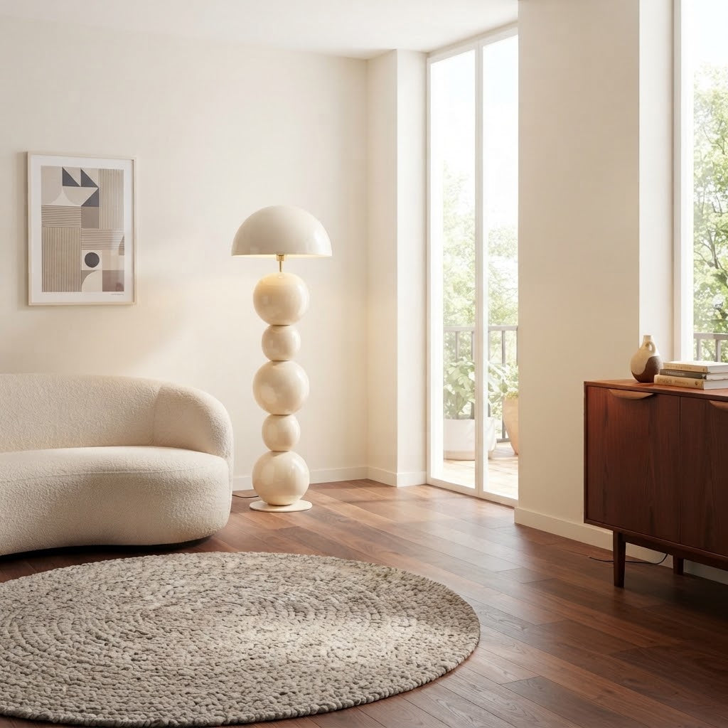 lampadaire Orphée sculptural en fer Beige