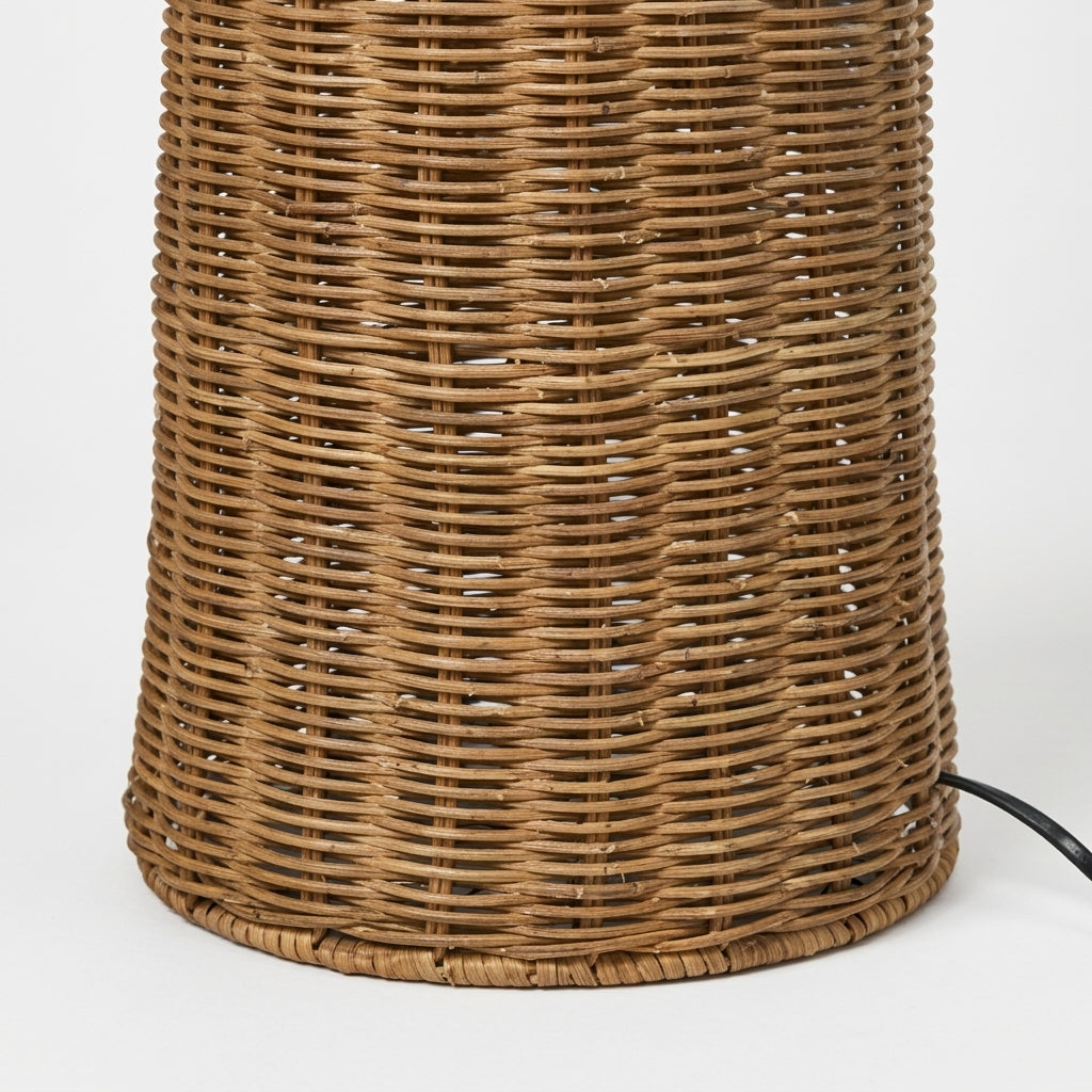 Lampe Rotin Champignon Naturel Tresser avec Pied