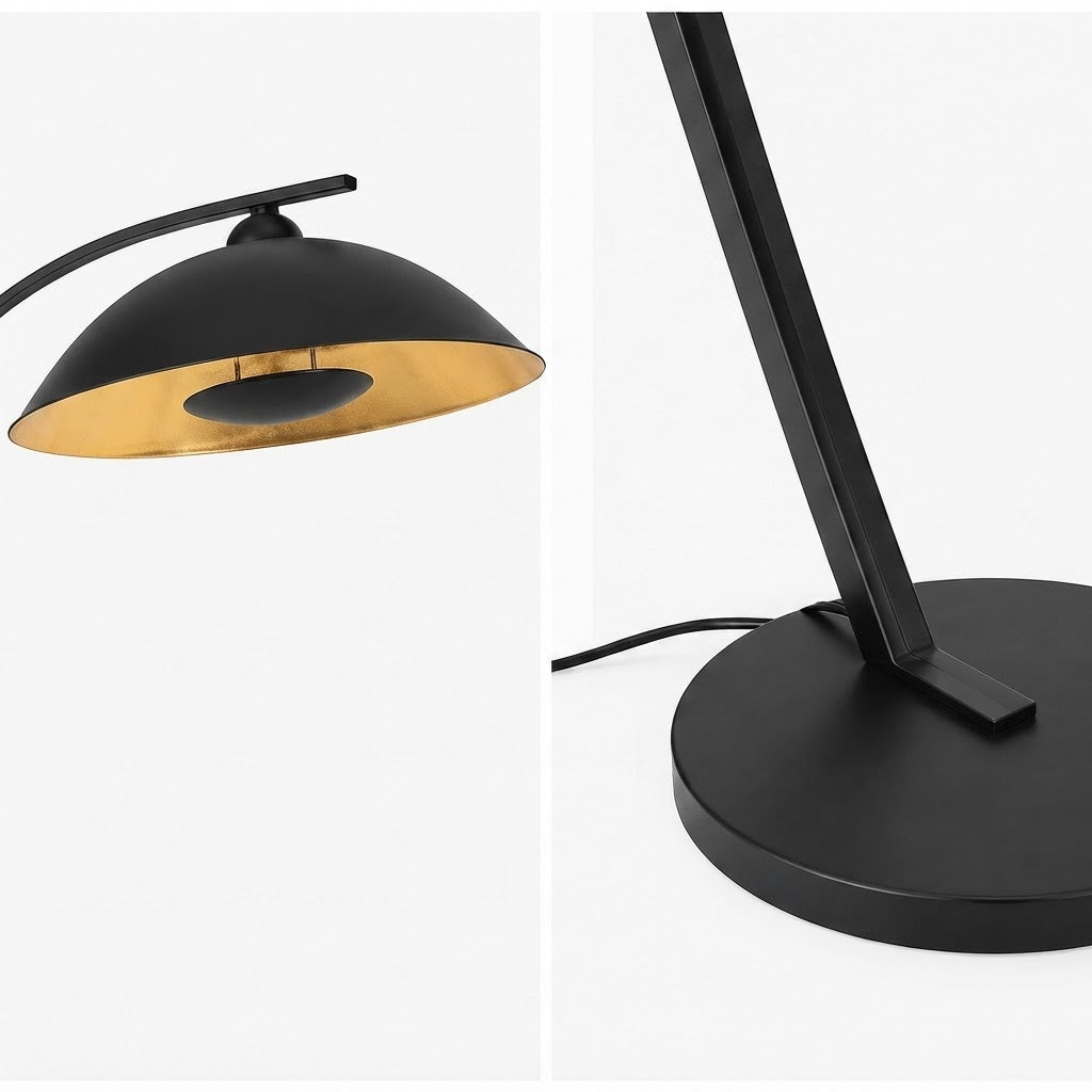 lampe à arc Emilienne, noir, doré, 180 cm