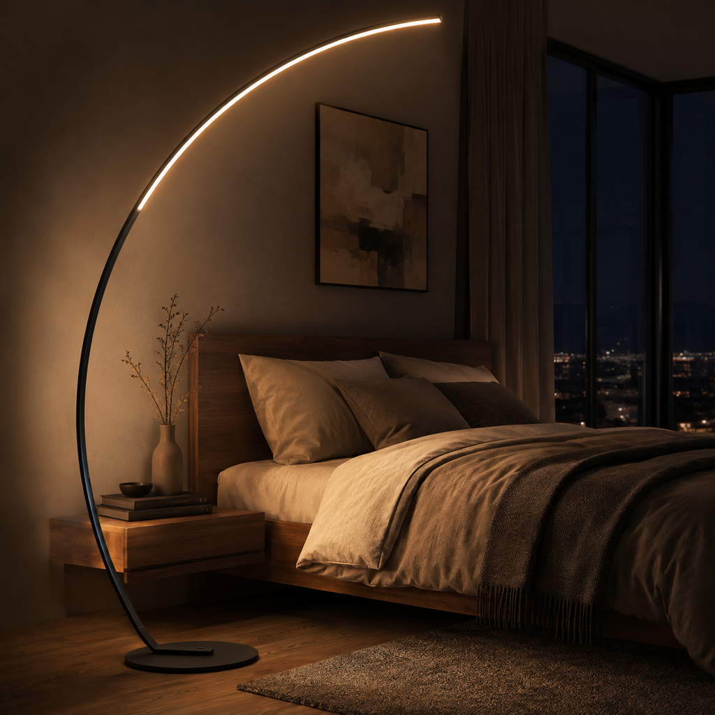 Lampadaire Arcus d'angle LED nordique Simple noir blanc