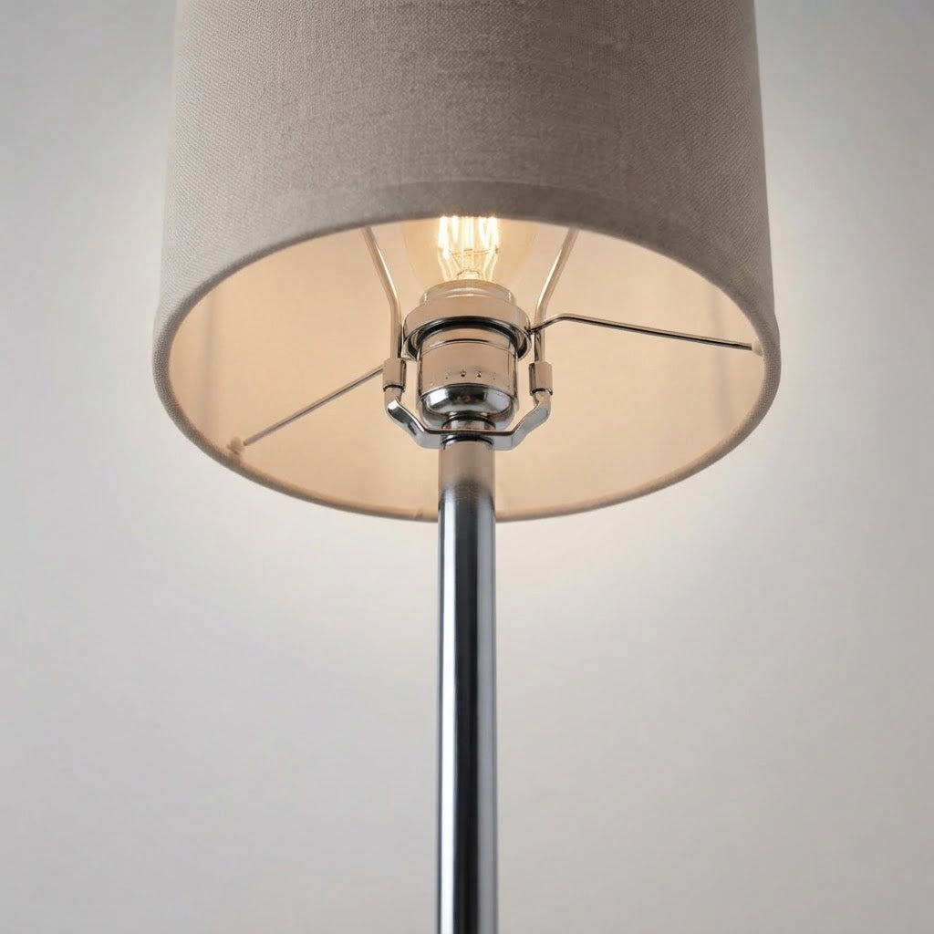 Lampadaire Livia en Tissu Effet Lin Pied Métal