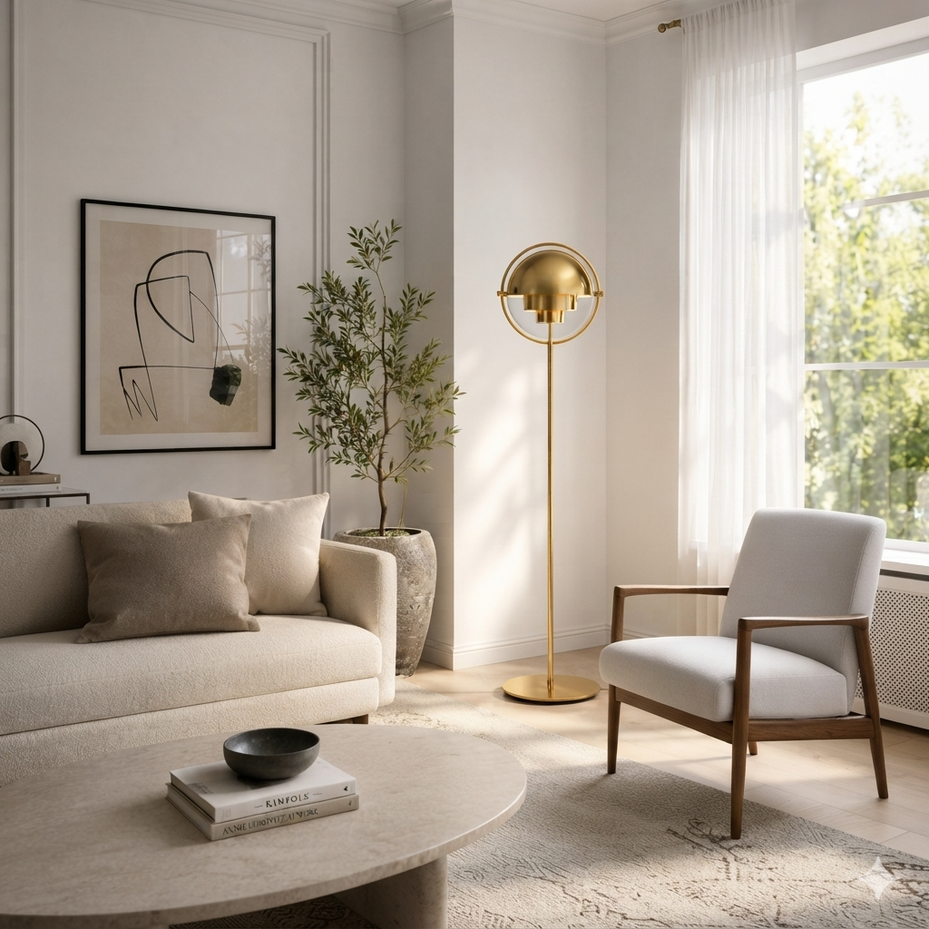 Le Lampadaire Éléa Multi-lite & Laiton Doré