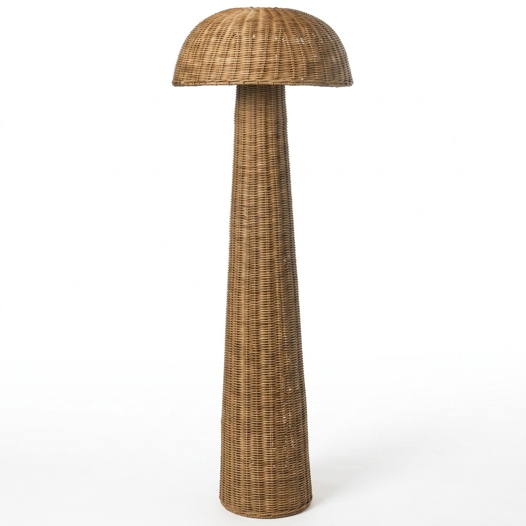 Lampe Rotin Champignon Naturel Tresser avec Pied