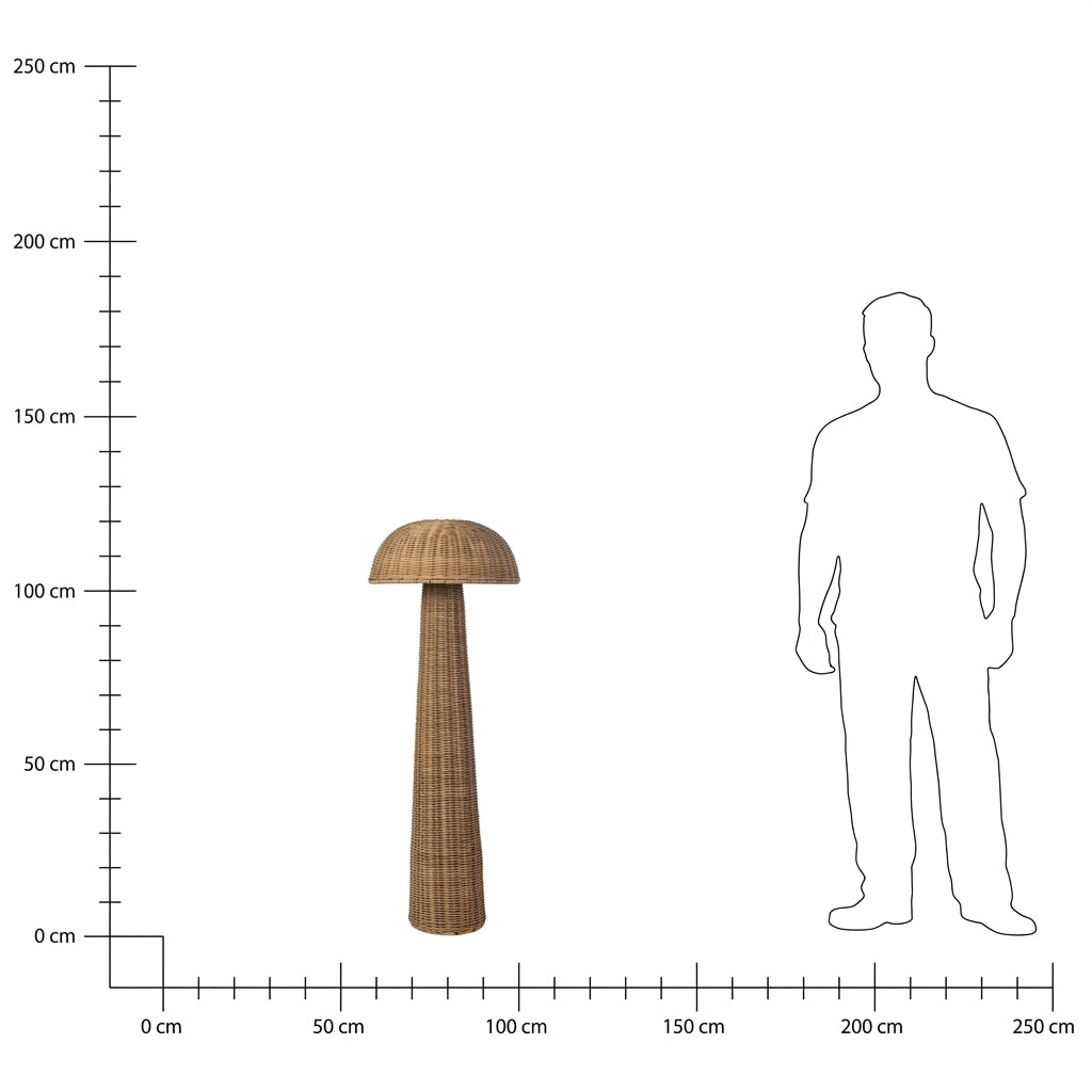 Lampe Rotin Champignon Naturel Tresser avec Pied