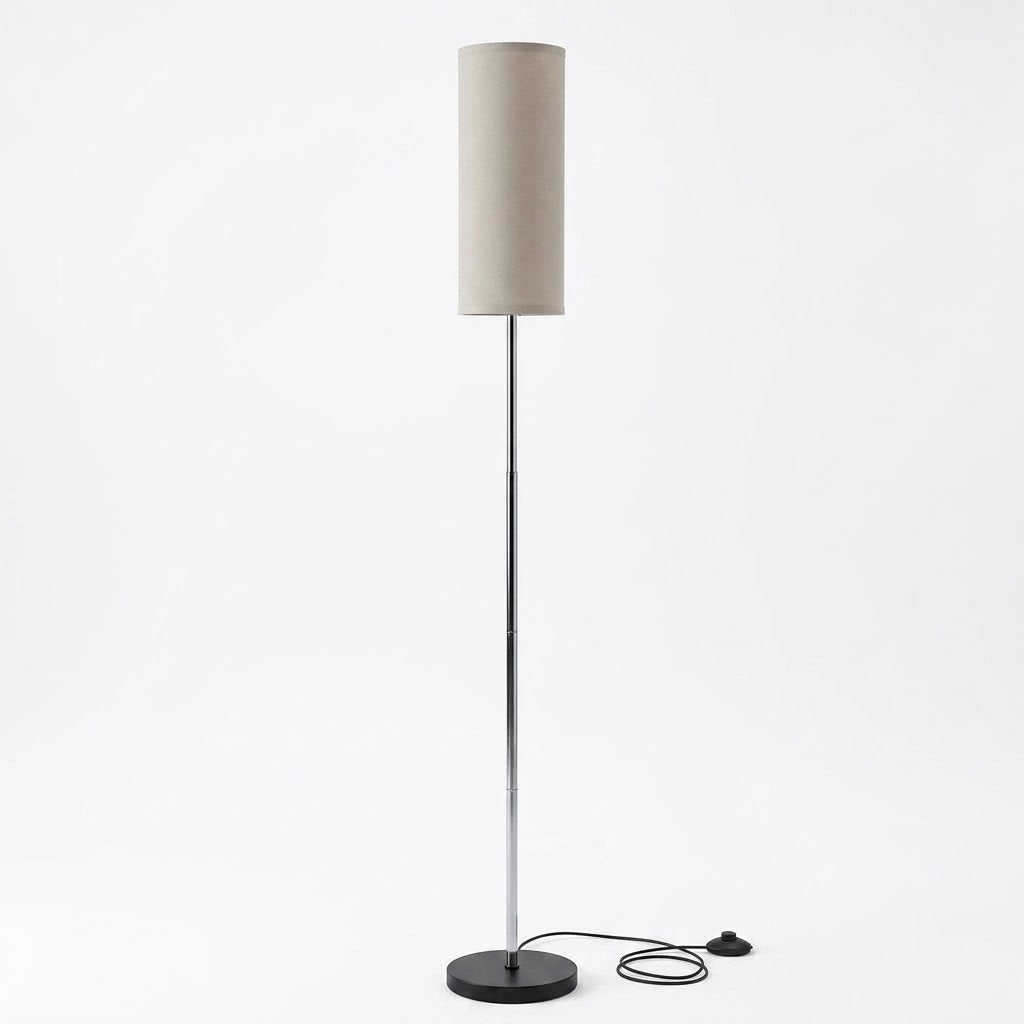 Lampadaire Livia en Tissu Effet Lin Pied Métal