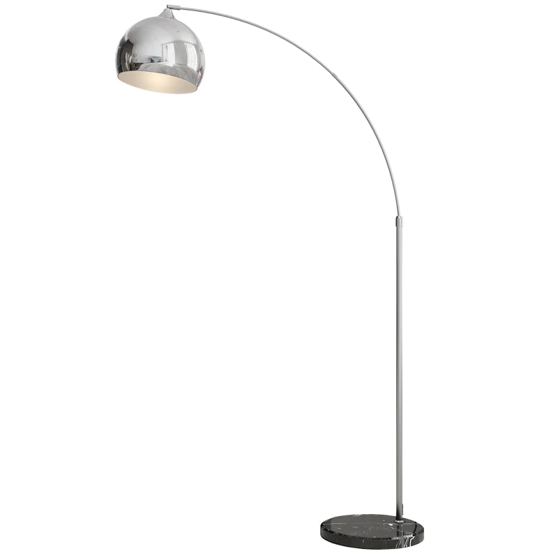 Lampadaire Céleste Arc Design Pied en Marbre & Réflecteur Chrome