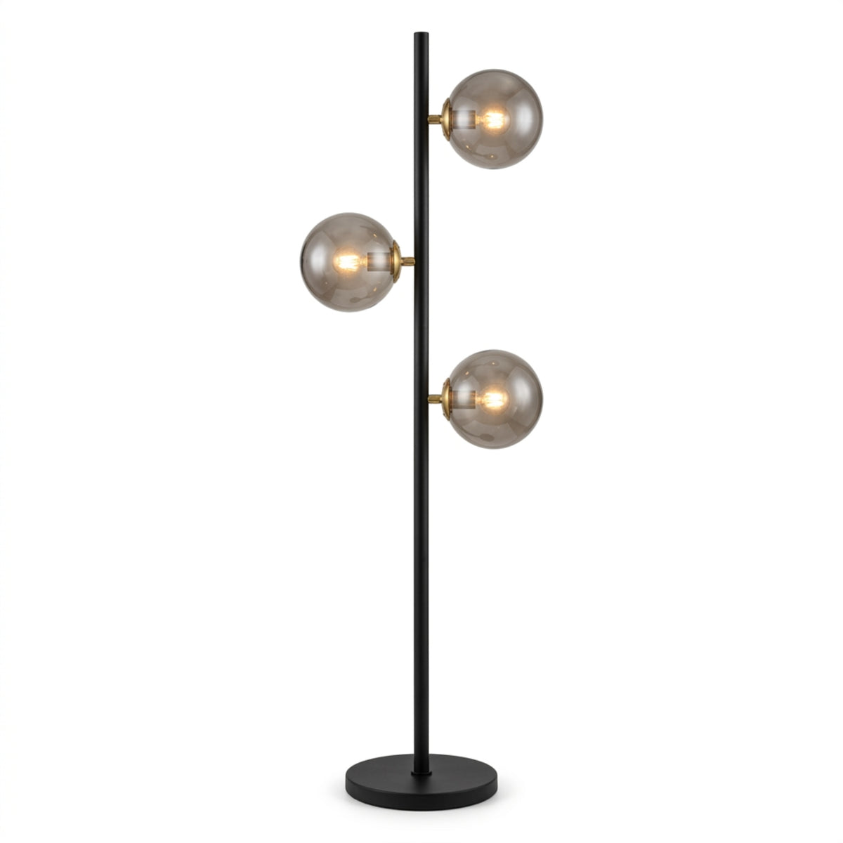 Lampadaire Solal Design 3 Globes Métal & Verre Fumée 162cm - Éclairage Salon